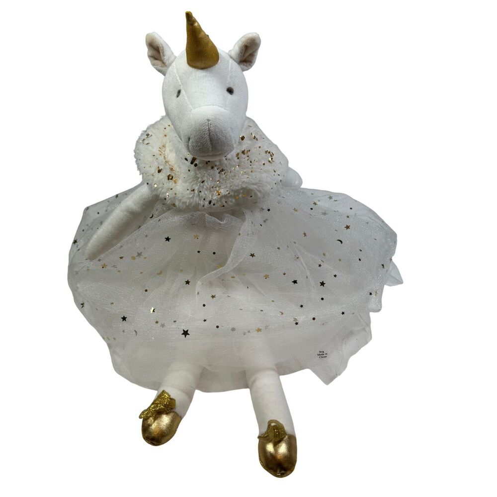 FAO Schwarz Plush Unicorn White Glitter Petit Bon Stuffed Toy Cuddle Animal Kids